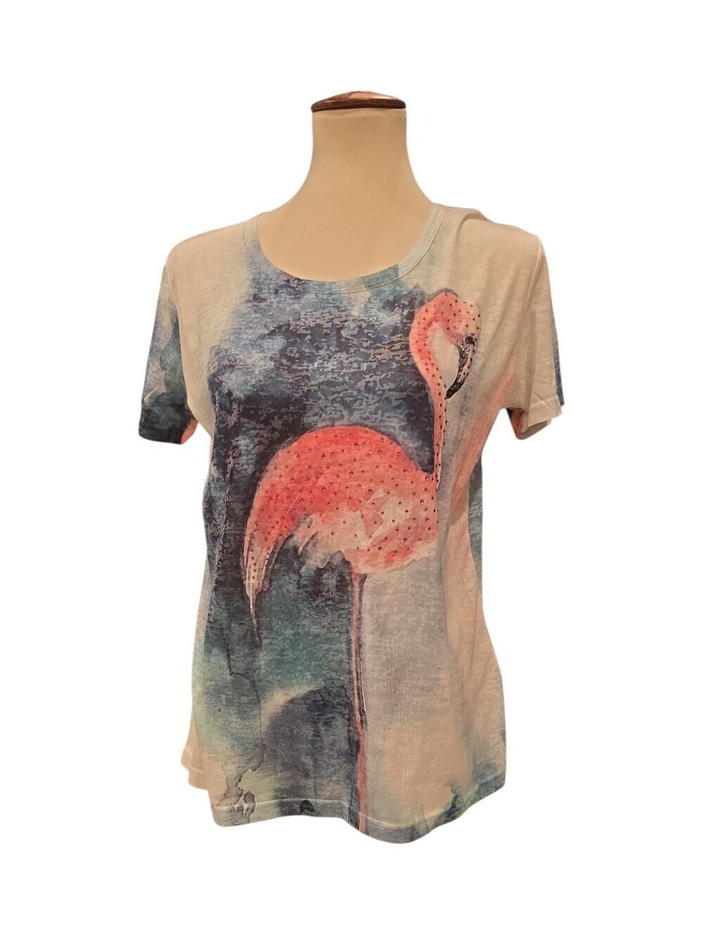 Favorites Velvet Burnout Lightweight Flamingo T-shirt Sz Med
